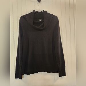Talbots Women's Black 100% Pure Merino Wool Cowl Neck Knitted Sweater Size XL